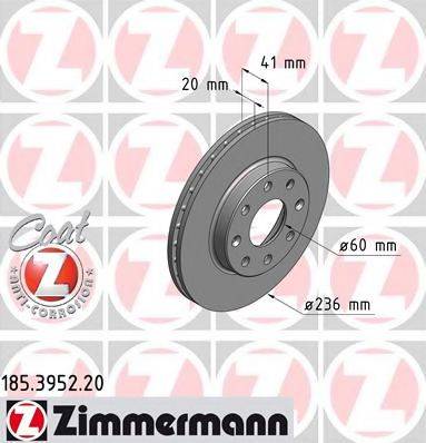 гальмівний диск ZIMMERMANN 185.3952.20