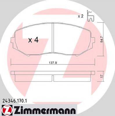 Комплект гальмівних колодок, дискове гальмо ZIMMERMANN 24346.170.1