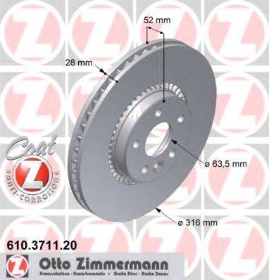 гальмівний диск ZIMMERMANN 610.3711.20