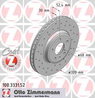 гальмівний диск ZIMMERMANN 100.3331.52