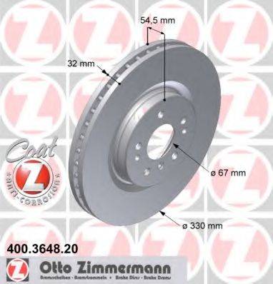 гальмівний диск ZIMMERMANN 400.3648.20