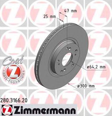 гальмівний диск ZIMMERMANN 280.3166.20