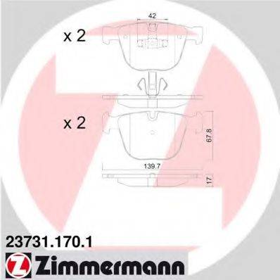 Комплект гальмівних колодок, дискове гальмо ZIMMERMANN 23731.170.1