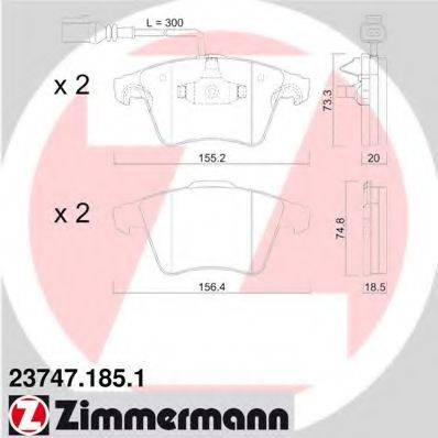 Комплект гальмівних колодок, дискове гальмо ZIMMERMANN 23747.185.1