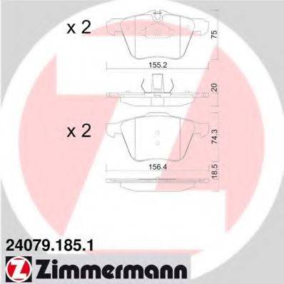 Комплект гальмівних колодок, дискове гальмо ZIMMERMANN 24079.185.1