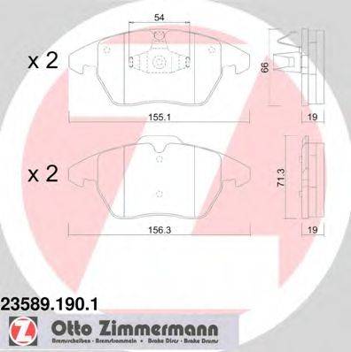 Комплект гальмівних колодок, дискове гальмо ZIMMERMANN 23589.190.1