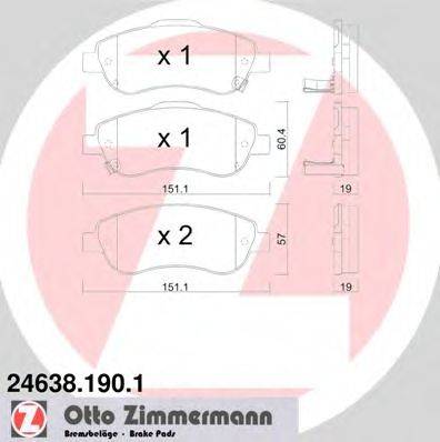 Комплект гальмівних колодок, дискове гальмо ZIMMERMANN 24638.190.1