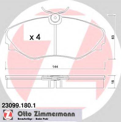 Комплект гальмівних колодок, дискове гальмо ZIMMERMANN 23099.180.1