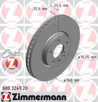 гальмівний диск ZIMMERMANN 600.3249.20