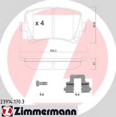 Комплект гальмівних колодок, дискове гальмо ZIMMERMANN 23914.170.3