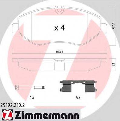 Комплект гальмівних колодок, дискове гальмо ZIMMERMANN 29192.210.2