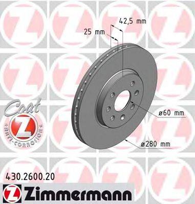 гальмівний диск ZIMMERMANN 430.2600.20