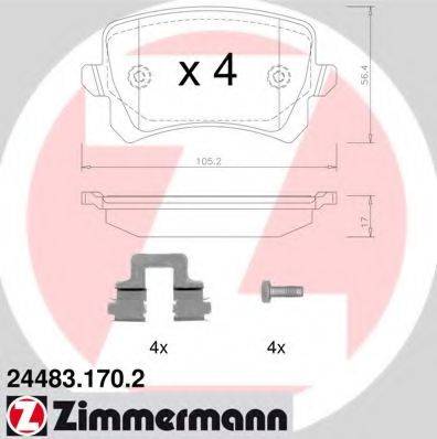 Комплект гальмівних колодок, дискове гальмо ZIMMERMANN 24483.170.2