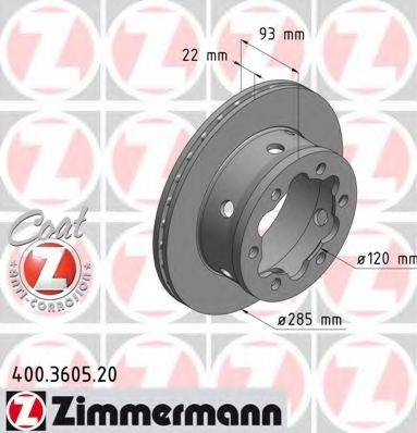 гальмівний диск ZIMMERMANN 400.3605.20