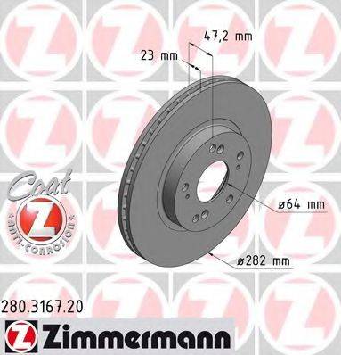 гальмівний диск ZIMMERMANN 280.3167.20