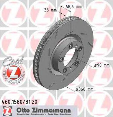 гальмівний диск ZIMMERMANN 460.1581.20