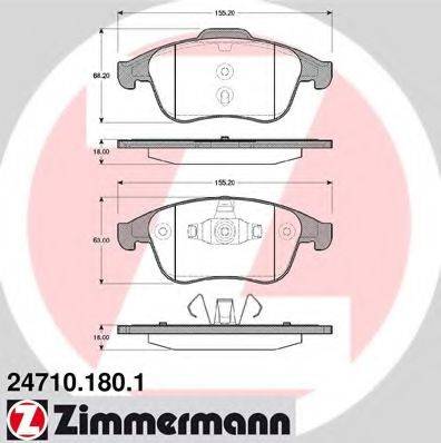 Комплект гальмівних колодок, дискове гальмо ZIMMERMANN 24710.180.1