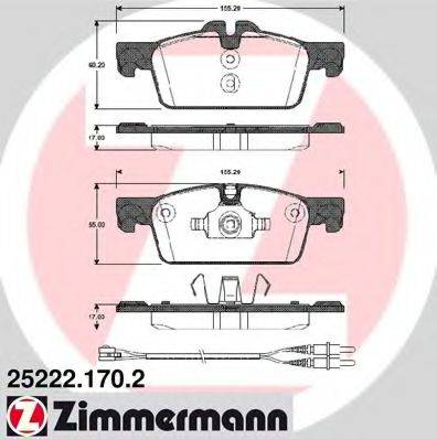 Комплект гальмівних колодок, дискове гальмо ZIMMERMANN 25222.170.2