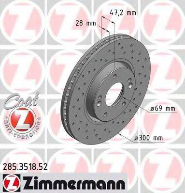 гальмівний диск ZIMMERMANN 285.3518.52