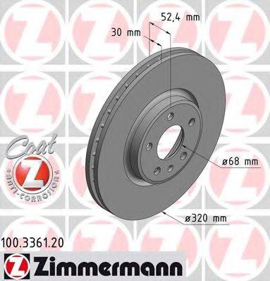 гальмівний диск ZIMMERMANN 100.3361.20