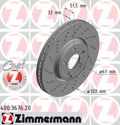 гальмівний диск ZIMMERMANN 400.3676.20